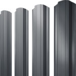 Штакетник Прямоугольный фигурный Grand Line 0,4 ПЭ двухсторонний RAL 7024 мокрый асфальт